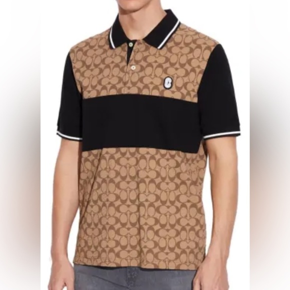Coach Signature Khaki Black Short Sleeve Tee Shirt Size XLL Limited Edition. - Picture 1 of 15
